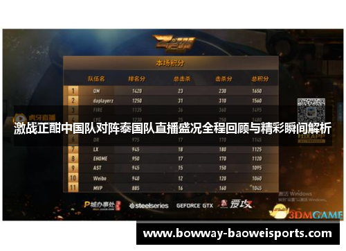 激战正酣中国队对阵泰国队直播盛况全程回顾与精彩瞬间解析